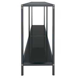 Berkfield Home Stylish Console Table Black 140x35x75.5 cm Tempered Glass - thumbnail 4