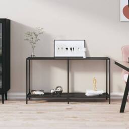Berkfield Home Stylish Console Table Black 140x35x75.5 cm Tempered Glass - thumbnail 2