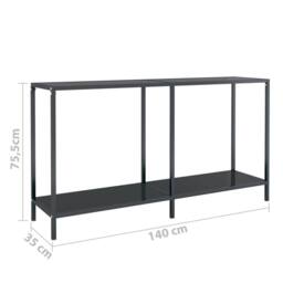 Berkfield Home Stylish Console Table Black 140x35x75.5 cm Tempered Glass - thumbnail 7