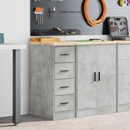 Berkfield Home Durable Garage Storage Cabinet Concrete Grey 30x51x85 cm Solid Wo - Size: 30 x 51 x 85 cm - thumbnail 2
