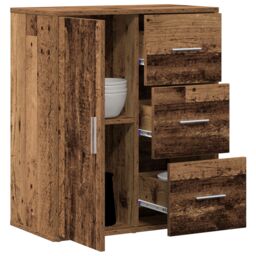 Berkfield Home Sideboard with Drawer with Shelf with Storage with Door Old wood 60 x 31 x 70 cm Engineered wood in Brown - thumbnail 3