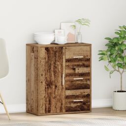 Berkfield Home Sideboard with Drawer with Shelf with Storage with Door Old wood 60 x 31 x 70 cm Engineered wood in Brown - thumbnail 4