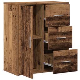 Berkfield Home Sideboard with Drawer with Shelf with Storage with Door Old wood 60 x 31 x 70 cm Engineered wood in Brown - thumbnail 5