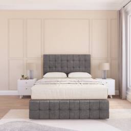 "Sloomy Berlin Divan Bed Base No Drawers 12"" Footboard & 54"" Floor Standing Headboard in Grey - Size: Single" - thumbnail 2