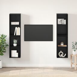 Berkfield Home Wall TV Cabinet 4 pcs Black oak 37 x 37 x 72 cm Engineered wood - thumbnail 1
