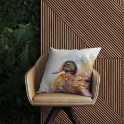 Warren Reed - Designer Mallard Watercolour Outdoor Cushion in Brown - Size: 60 cm x 60 cm - thumbnail 2
