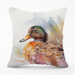 Warren Reed - Designer Mallard Watercolour Outdoor Cushion in Brown - Size: 60 cm x 60 cm - thumbnail 1