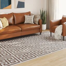 Berkfield Home Indoor & Outdoor Rug Short Pile Multicolour 190x300 cm Anti Slip in Brown - Size: Medium