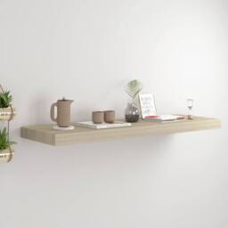 Berkfield Home Floating Wall Shelf Oak 80x23.5x3.8 cm MDF in Light Oak - thumbnail 2