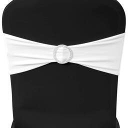Berkfield Home Elegant 25 pcs White Stretchable Decorative Chair Band with Diamo - thumbnail 1
