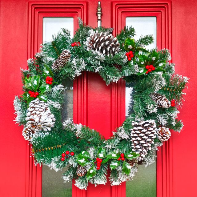 Marco Paul 50cm Luxury Christmas Wreath with Pinecones & Berries in Green - image 1
