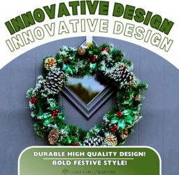 Marco Paul 50cm Luxury Christmas Wreath with Pinecones & Berries in Green - thumbnail 6