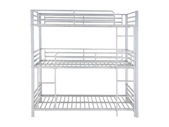Vente-unique Triple Bunk Beds 3 X 90 X 190 Cm - Metal - Silver - ELOUAN III - Size: Single - image 1