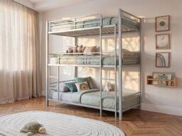 Vente-unique Triple Bunk Beds 3 X 90 X 190 Cm - Metal - Silver - ELOUAN III - Size: Single - thumbnail 3