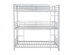 Vente-unique Triple Bunk Beds 3 X 90 X 190 Cm - Metal - Silver - ELOUAN III - Size: Single - thumbnail 1