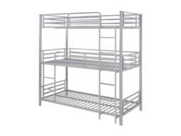 Vente-unique Triple Bunk Beds 3 X 90 X 190 Cm - Metal - Silver - ELOUAN III - Size: Single - thumbnail 4