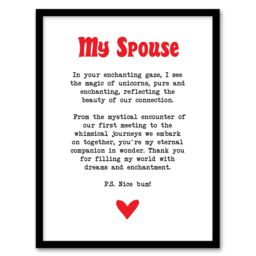 "Artery8 Love Poem Unicorn Magic Spouse Romantic Poetry Framed Art Print in White - Size: W12"" x H16""" - thumbnail 1