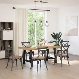 Berkfield Home Dining Table NOAIN A-Shaped Legs 180x90x75 cm Solid Wood Pine in Brown - Size: 180 x 90 x 75 cm - thumbnail 2