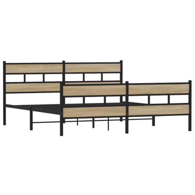 Berkfield Home Metal Bed Frame without Mattress Sonoma Oak 180x200 cm Super King in Light Brown - image 1