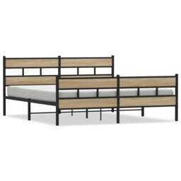 Berkfield Home Metal Bed Frame without Mattress Sonoma Oak 180x200 cm Super King in Light Brown - thumbnail 3