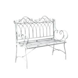 Melody Maison Ornate Distressed Grey Metal Garden Bench 98cm X 114cm - Size: 98 cm X 114 cm - thumbnail 1