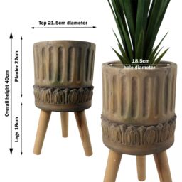 Leaf Large Planters Plant Pots Zandi Roman fibreglass composite 40cm x 21.5cm Botanik in Dark Brown - Size: 40 cm x 21.5 cm - thumbnail 3