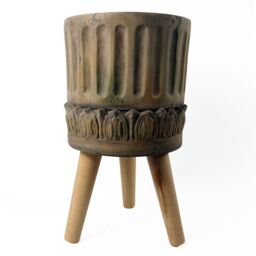 Leaf Large Planters Plant Pots Zandi Roman fibreglass composite 40cm x 21.5cm Botanik in Dark Brown - Size: 40 cm x 21.5 cm - thumbnail 1