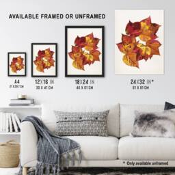 Artery8 Autumn Leaves Leaf Patterns Reijer Stolk Framed Wall Art Print in White - Size: A4 - thumbnail 3