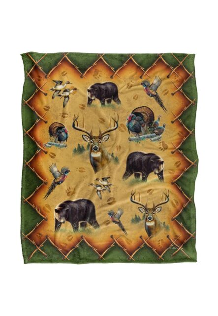 JQ Licensing Cf-Jp Tribal Lodge Hunting Animals Silky Touch Super Soft Throw Blanket 152 X 127 cm in White - image 1