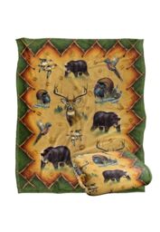 JQ Licensing Cf-Jp Tribal Lodge Hunting Animals Silky Touch Super Soft Throw Blanket 152 X 127 cm in White - thumbnail 2