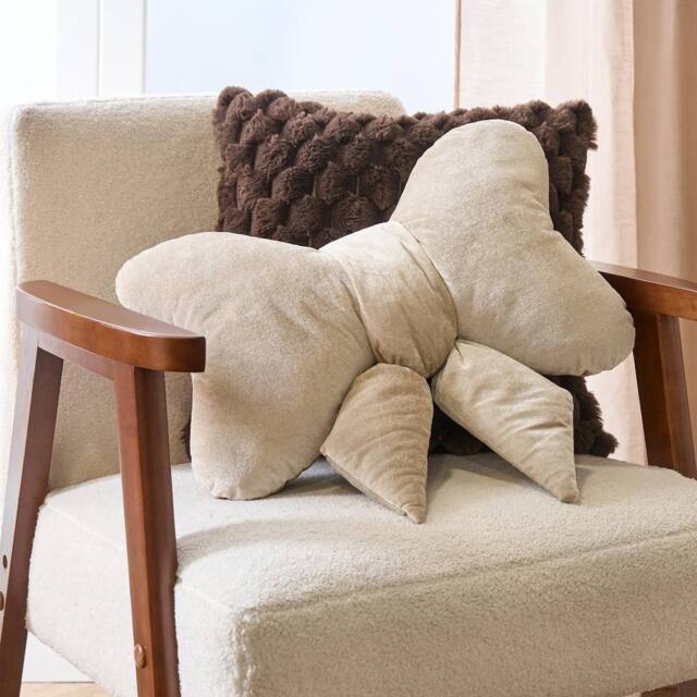 OHS Bow Shaped Velvet Scatter Cushion Xmas Decorative Plush Pillow in Natural - image 1