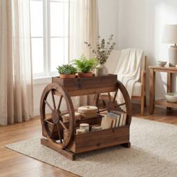 Costway Rustic Wood Wagon Planter 2-tier Raised Garden Bed w/3 Growing Boxes in Brown - thumbnail 8