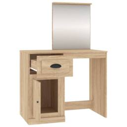 Berkfield Home Durable Dressing Table with Mirror Sonoma Oak 90x50x132.5 cm Engi in Light Oak - thumbnail 7