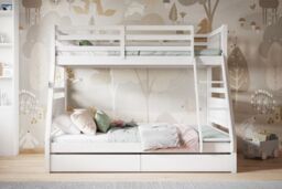 Flair Ollie Wooden Triple Bunk Bed with Drawers in White - Size: Single - thumbnail 3