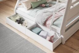 Flair Ollie Wooden Triple Bunk Bed with Drawers in White - Size: Single - thumbnail 5