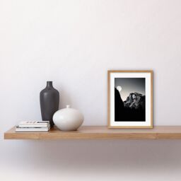 Artery8 Wall Art Print Moonrise by Half Dome in Yosemite National Park High Contrast Black White Photograph Full Moon & Mountain Forest Landscape - thumbnail 2
