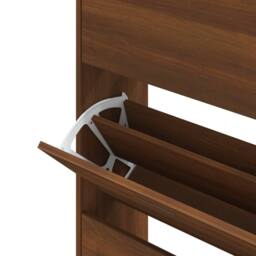 Berkfield Home Shoe Cabinet Brown Oak 63x24x147 cm Engineered Wood - Size: 63 x 24 x 147 cm - thumbnail 6