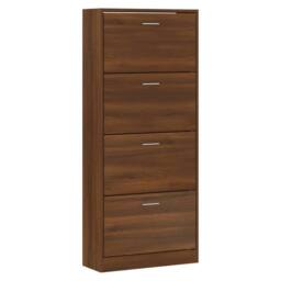 Berkfield Home Shoe Cabinet Brown Oak 63x24x147 cm Engineered Wood - Size: 63 x 24 x 147 cm - thumbnail 3