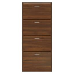 Berkfield Home Shoe Cabinet Brown Oak 63x24x147 cm Engineered Wood - Size: 63 x 24 x 147 cm - thumbnail 4