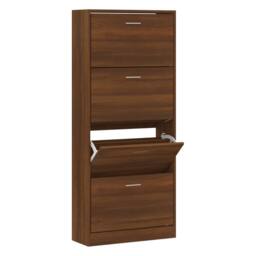 Berkfield Home Shoe Cabinet Brown Oak 63x24x147 cm Engineered Wood - Size: 63 x 24 x 147 cm - thumbnail 2