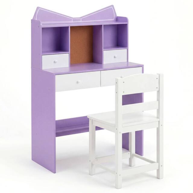 Havendro Purple Kids Study Desk Chair Set Student Writing Table - image 1