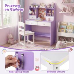Havendro Purple Kids Study Desk Chair Set Student Writing Table - thumbnail 4