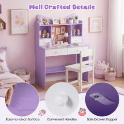 Havendro Purple Kids Study Desk Chair Set Student Writing Table - thumbnail 5