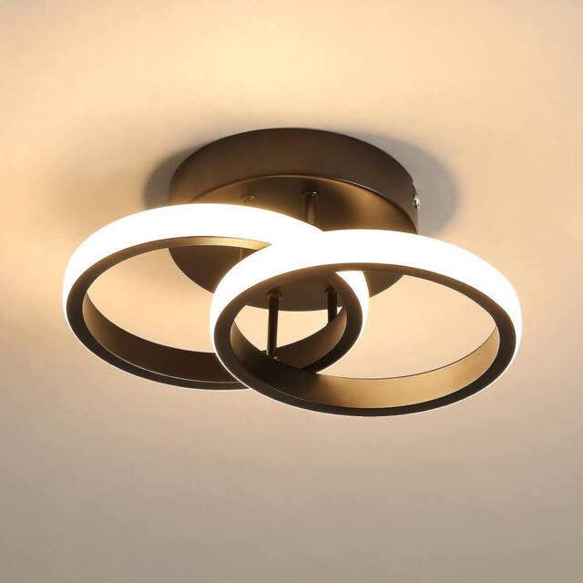 Goeco LED Ceiling Light Ring Design 22W 3000K Flush Mount Ceiling Light in Black - image 1