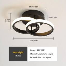 Goeco LED Ceiling Light Ring Design 22W 3000K Flush Mount Ceiling Light in Black - thumbnail 6
