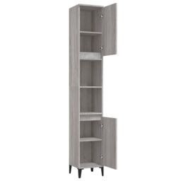 Berkfield Home Bathroom Cabinet Grey Sonoma 30x30x190 cm Engineered Wood - Size: 30 x 30 x 190 cm - thumbnail 6