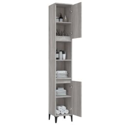 Berkfield Home Bathroom Cabinet Grey Sonoma 30x30x190 cm Engineered Wood - Size: 30 x 30 x 190 cm - thumbnail 4