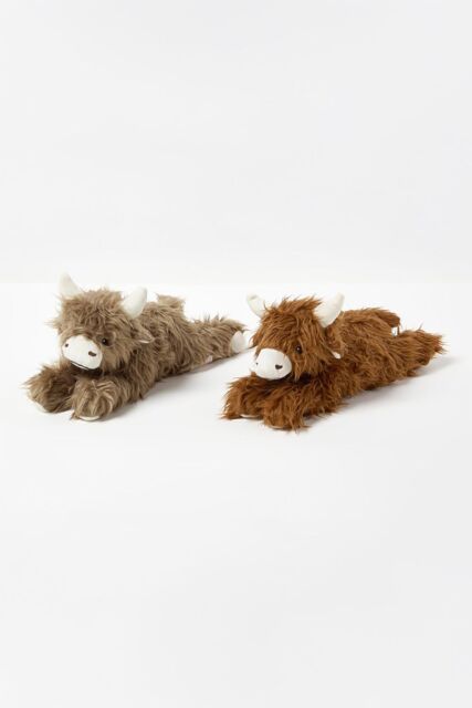 Homescapes Luxury Fabric Highland Cow Doorstop Set of 2 in Brown - image 1