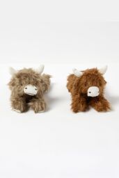 Homescapes Luxury Fabric Highland Cow Doorstop Set of 2 in Brown - thumbnail 2