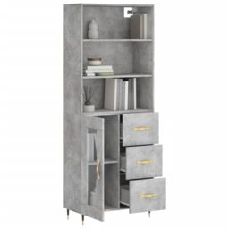 Berkfield Home Highboard Concrete Grey 69.5x34x180 cm Engineered Wood - thumbnail 3